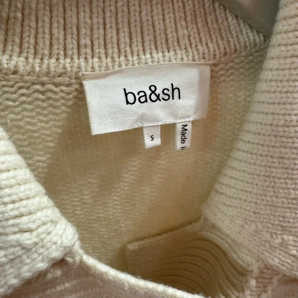 ba&sh Cream Chunky Knit Cardigan with Cozy Collar